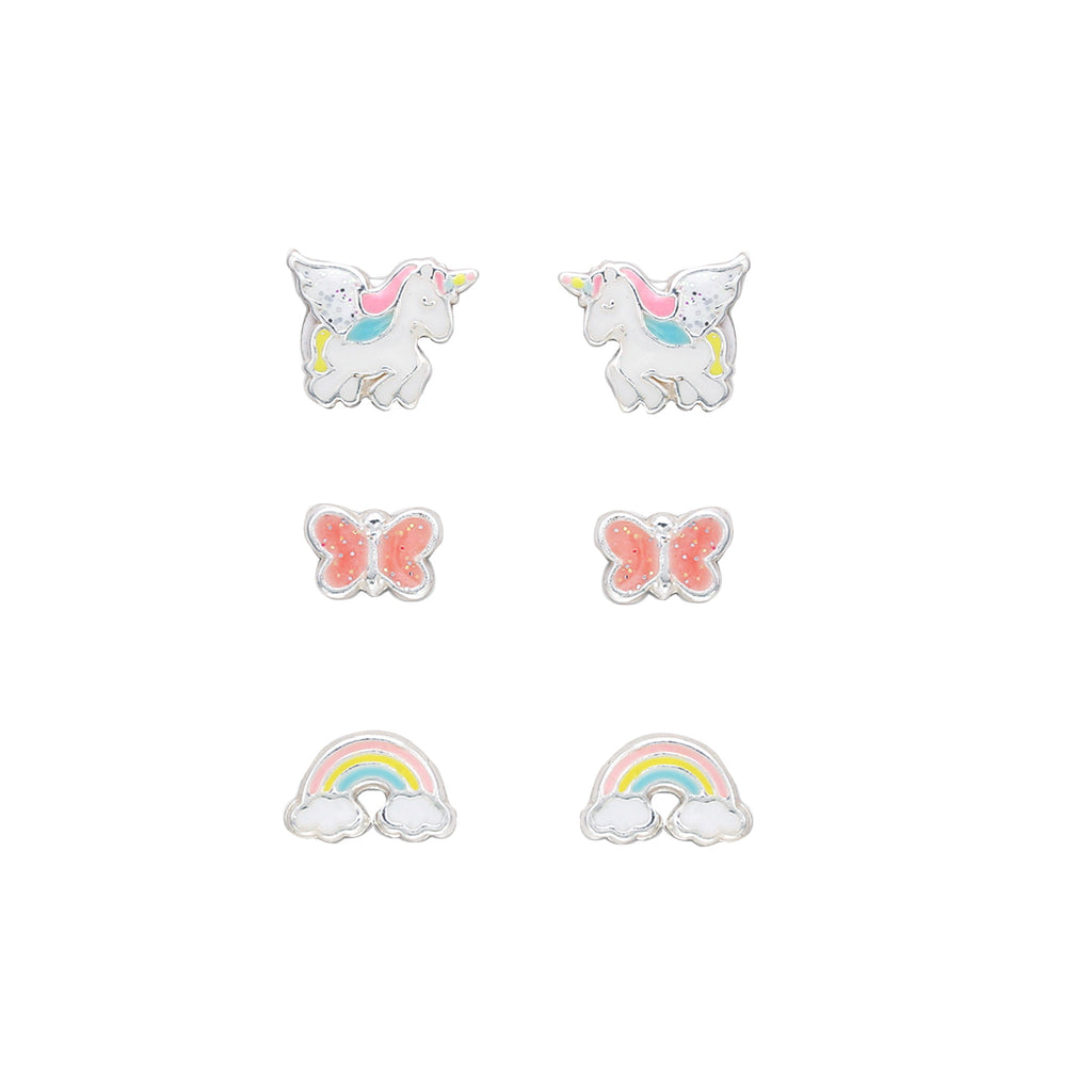 Unicorn, butterfly and rainbow earring set