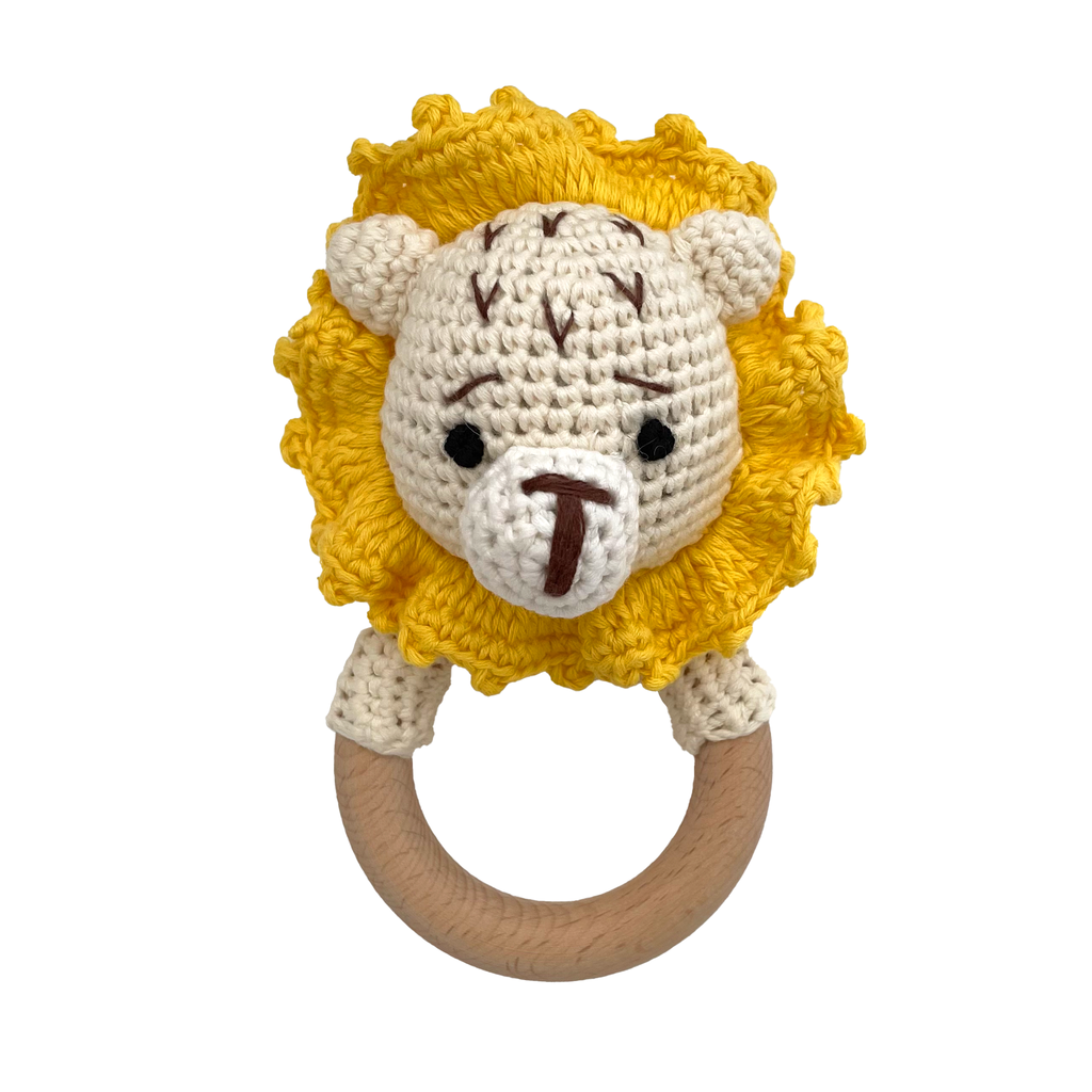 "LIONEL" crochet rattle and teether